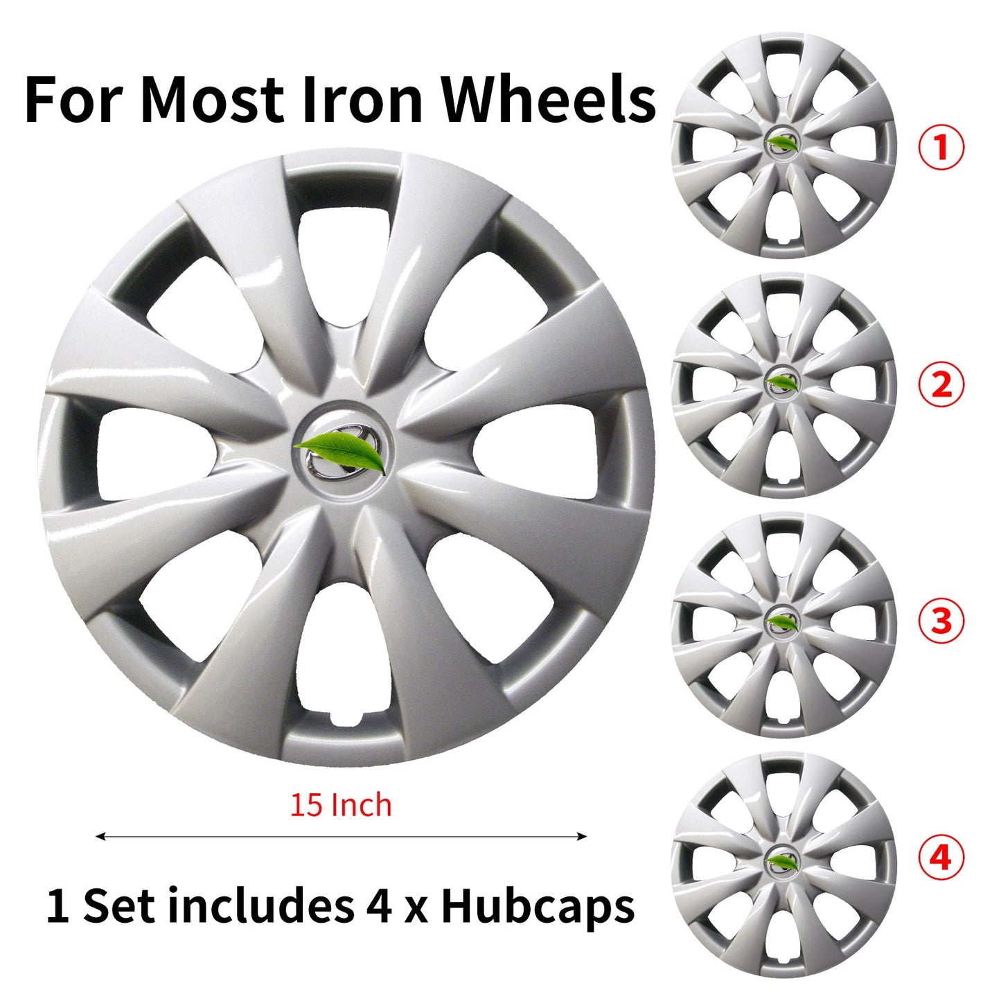 15" Hubcaps for Toyota Corolla 2009 - 2013 15inch Iron Rim Wheel Covers 4 PCS - MOTENIO