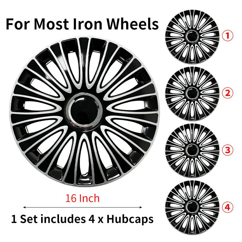 16" Dagger Style Wheel Covers Hubcaps for Universal Fit R16 Tire Steel Wheels 4 PCS - MOTENIO