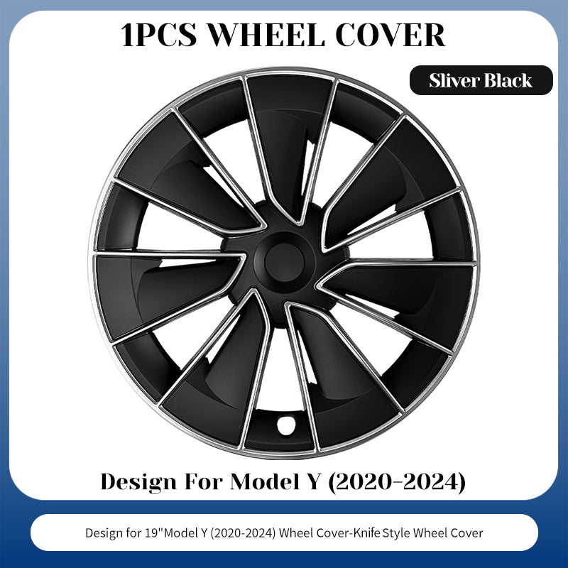 1 piece for 19 inch Model Y 2020-2024 Wheel Cover Knife Silver Black