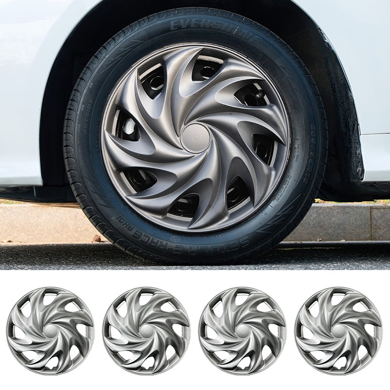 14" Tornado Style Silver Wheel Covers Hubcaps for Universal Fit R14 Tire Steel Wheels 4 PCS