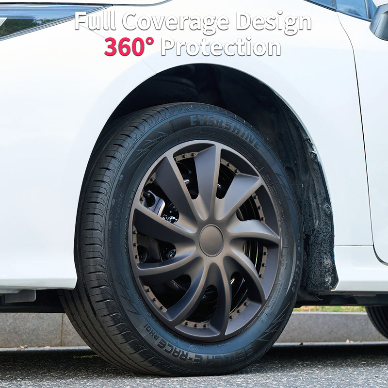 15" Storm Style Wheel Covers Hubcaps for Universal Fit R15 Tire Steel Wheels 4 PCS