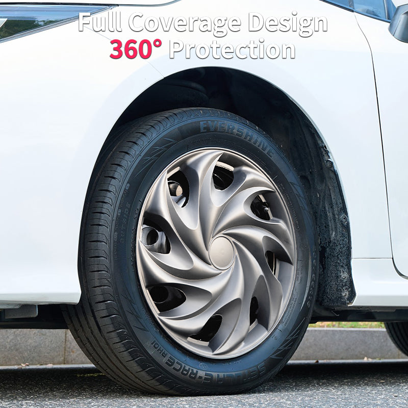 14" Tornado Style Silver Wheel Covers Hubcaps for Universal Fit R14 Tire Steel Wheels 4 PCS