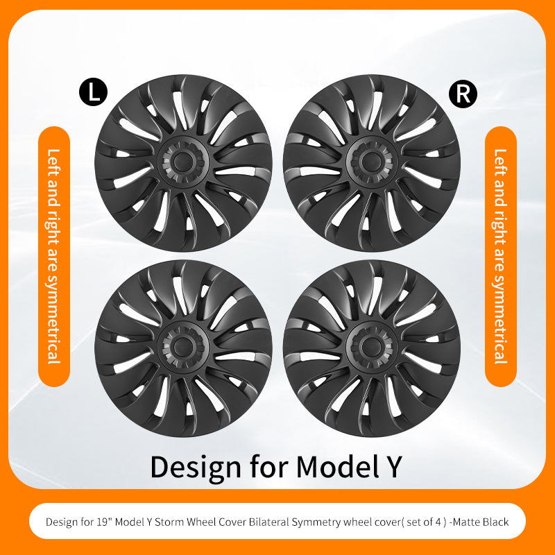 Design for TESLA Model Y 2020-2024 Vehicle Full Coverage 19 Inches 4PCS Blade Wheel Cover Cap Hubcaps Automobile Accessories