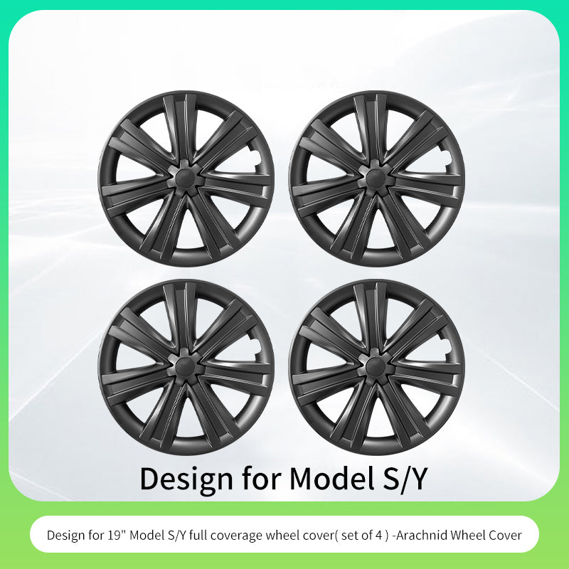 Design for TESLA Model Y 2020-2024 Vehicle Full Coverage 19 Inches 4PCS Blade Wheel Cover Cap Hubcaps Automobile Accessories