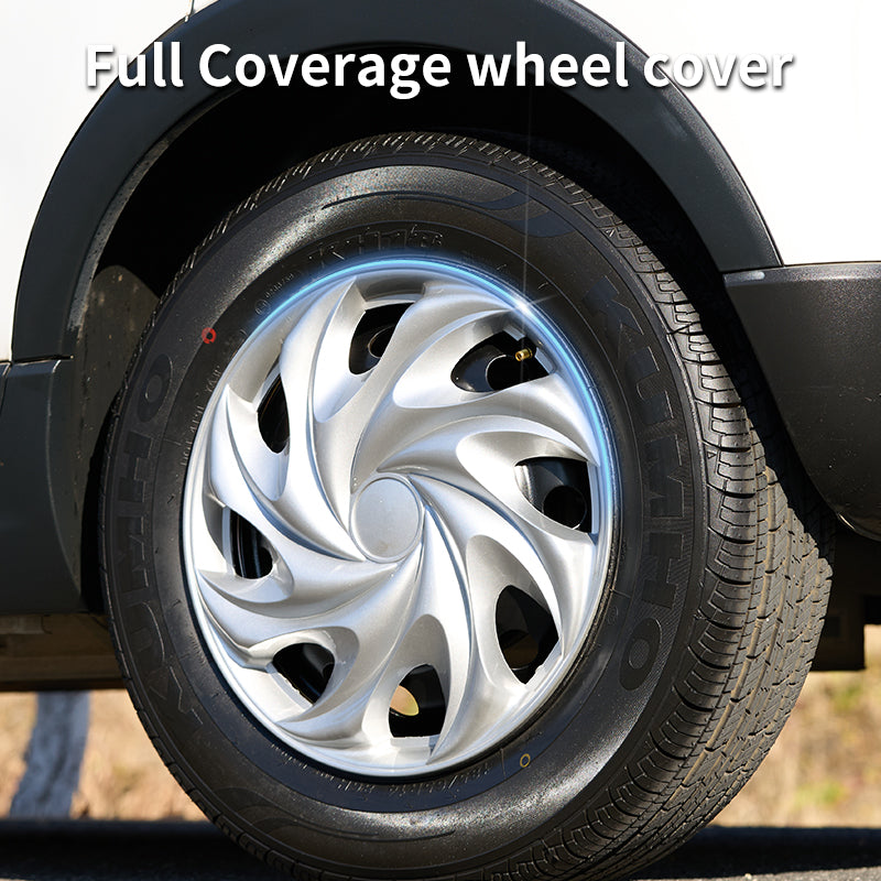 14" Tornado Style Silver Wheel Covers Hubcaps for Universal Fit R14 Tire Steel Wheels 4 PCS