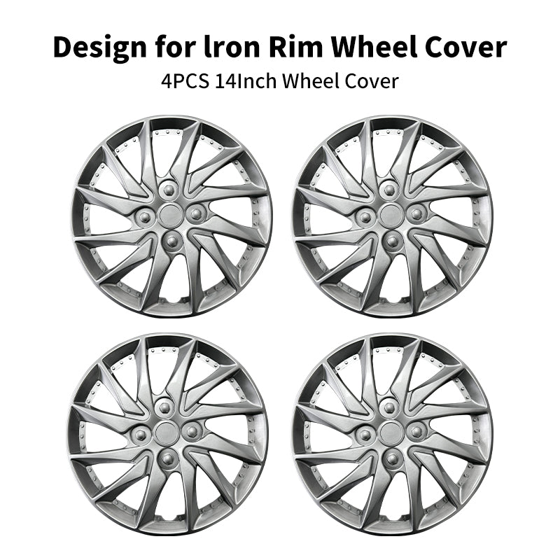 14" Sport Style Wheel Covers Hubcaps for Universal Fit R14 Tire Steel Wheels 4 PCS