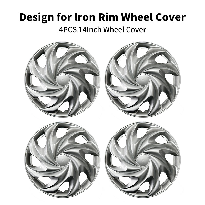 14" Tornado Style Silver Wheel Covers Hubcaps for Universal Fit R14 Tire Steel Wheels 4 PCS