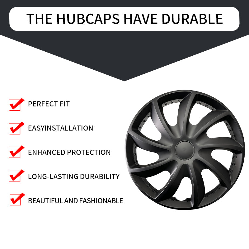 15" Storm Style Wheel Covers Hubcaps for Universal Fit R15 Tire Steel Wheels 4 PCS