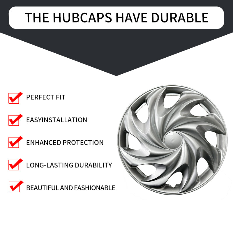 14" Tornado Style Silver Wheel Covers Hubcaps for Universal Fit R14 Tire Steel Wheels 4 PCS