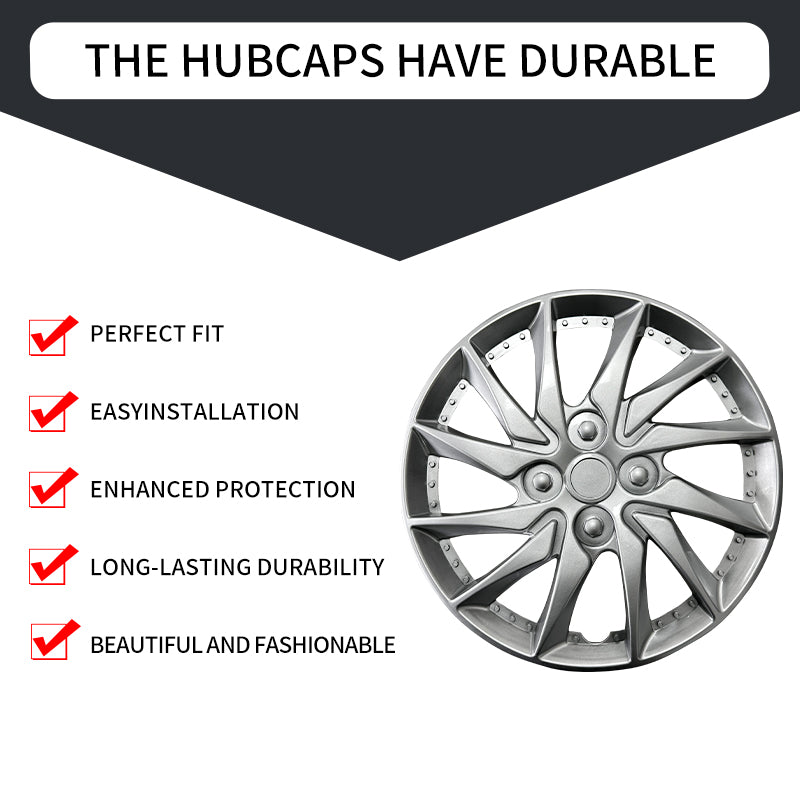 14" Sport Style Wheel Covers Hubcaps for Universal Fit R14 Tire Steel Wheels 4 PCS