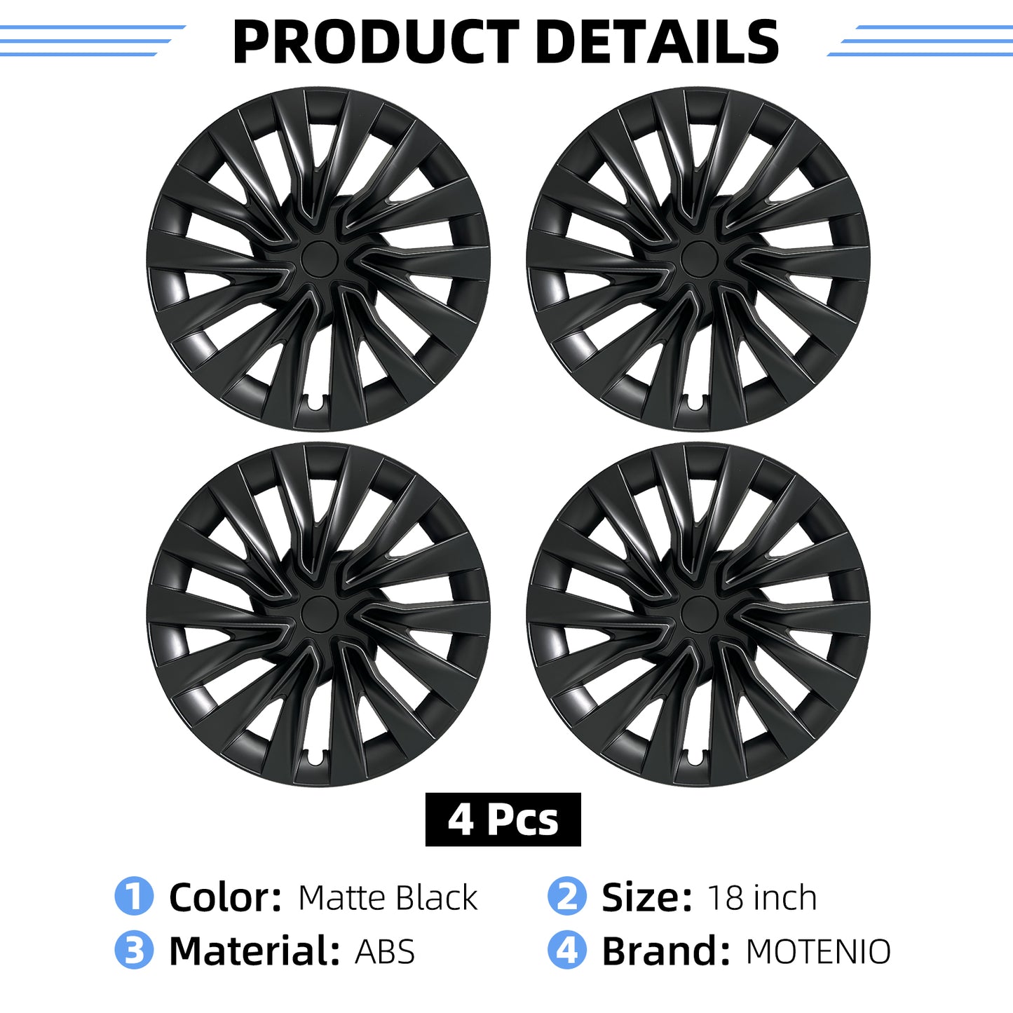 Design for Tesla Model 3 Highland 2023-2025 Hubcap 18 Inch Turbine Wheel Cover Black