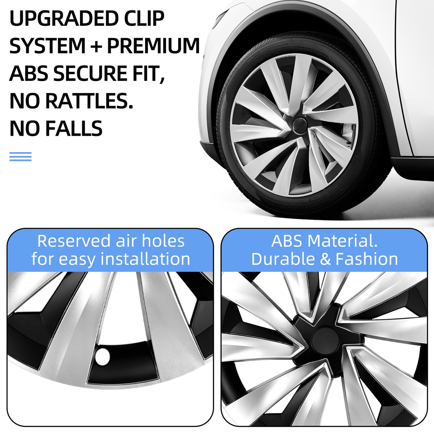 Design for Tesla Model Y Juniper 2025 2026 Wheel Cover 4PCS 19 Inch Hubcap Turbine Style Wheel Hubcaps