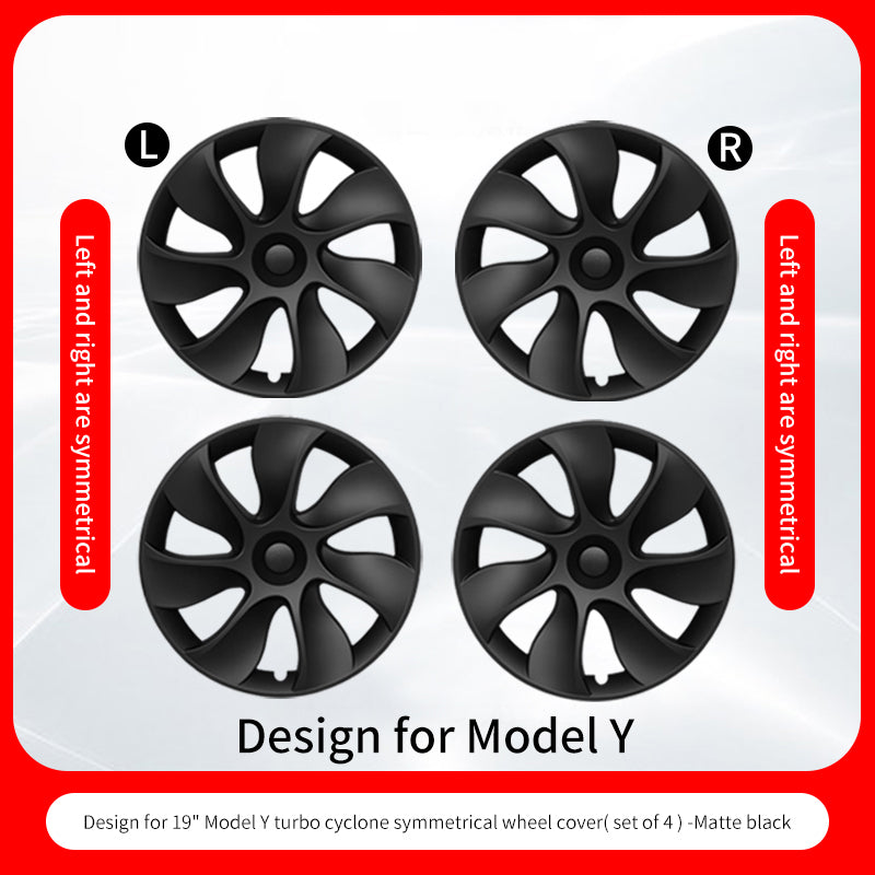 Design for TESLA Model Y 2020-2024 Vehicle Full Coverage 19 Inches 4PCS Blade Wheel Cover Cap Hubcaps Automobile Accessories