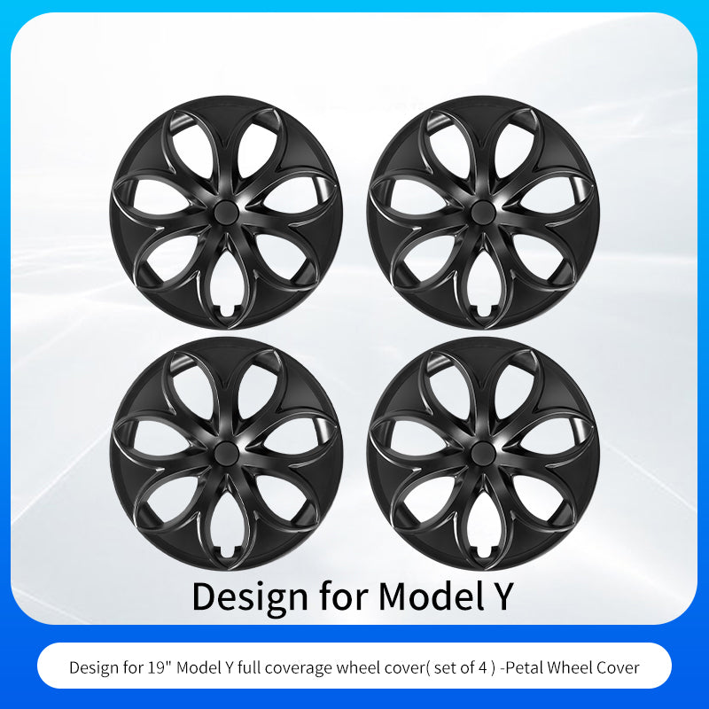 Design for TESLA Model Y 2020-2024 Vehicle Full Coverage 19 Inches 4PCS Blade Wheel Cover Cap Hubcaps Automobile Accessories