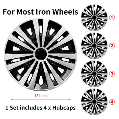 15" Arachnid Style Wheel Covers Hubcaps for Universal Fit R15 Tire Steel Wheels 4 PCS - MOTENIO
