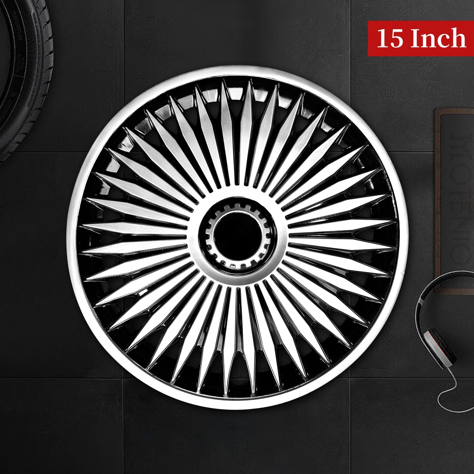 15" Blade Style Wheel Covers Hubcaps for Universal Fit R15 Tire Steel Wheels 4 PCS - MOTENIO