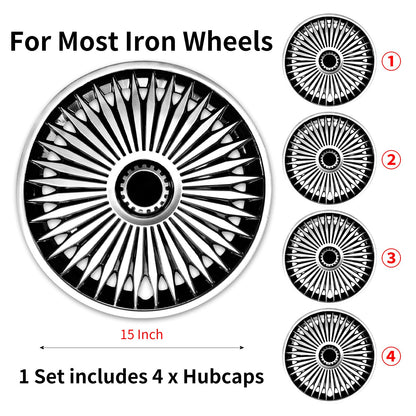 15" Blade Style Wheel Covers Hubcaps for Universal Fit R15 Tire Steel Wheels 4 PCS - MOTENIO