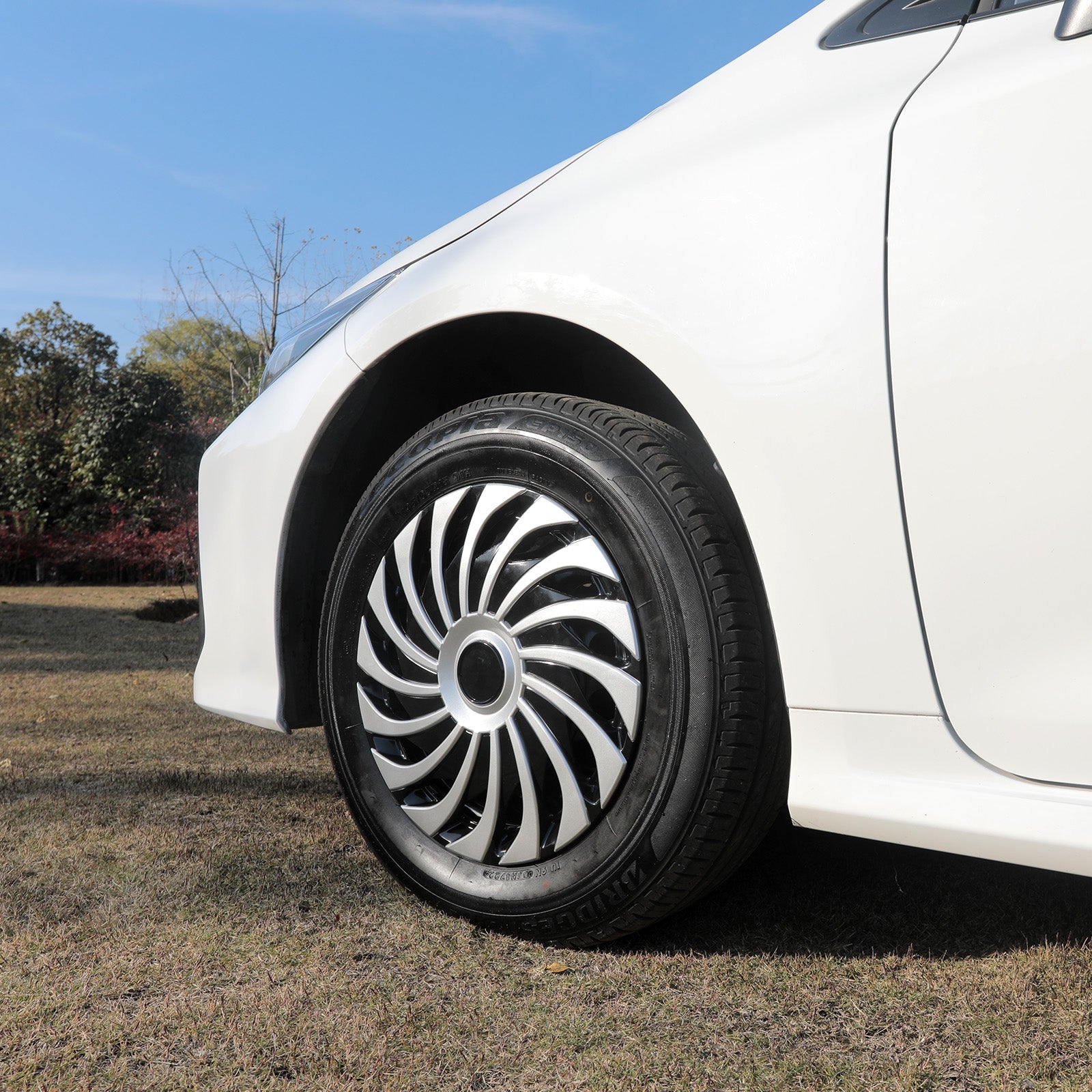 OMAC 15” Wheel Covers Hubcaps For Toyota Yaris – Silver Gray – Set Of 4