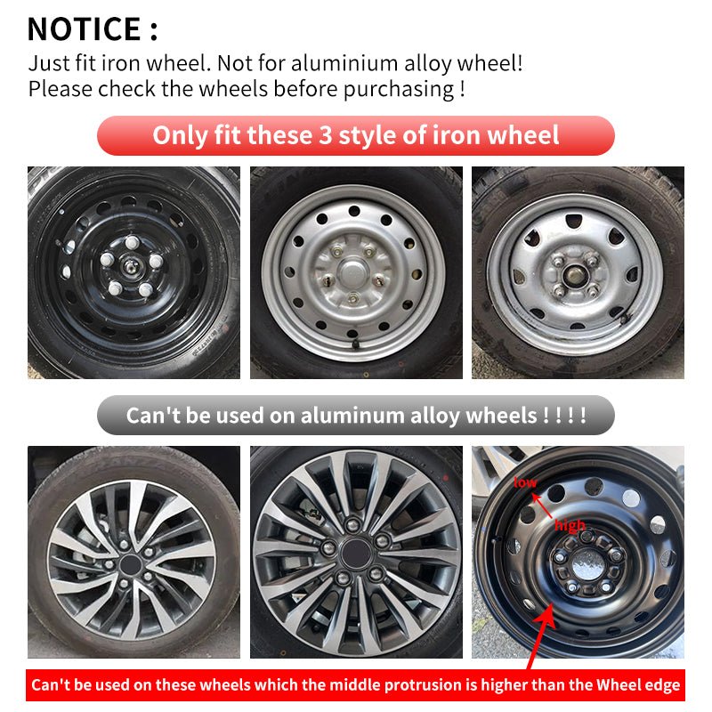 15" Dagger Style Wheel Covers Hubcaps for Universal Fit R15 Tire Steel Wheels 4 PCS - MOTENIO