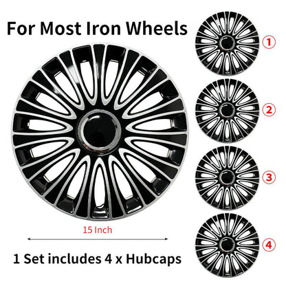 15" Dagger Style Wheel Covers Hubcaps for Universal Fit R15 Tire Steel Wheels 4 PCS - MOTENIO