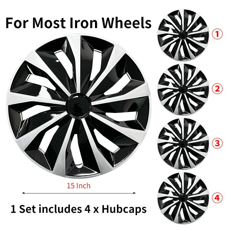 15" Knife Style Wheel Covers Hubcaps for Universal Fit R15 Tire Steel Wheels 4 PCS - MOTENIO