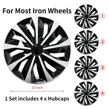 15" Knife Style Wheel Covers Hubcaps for Universal Fit R15 Tire Steel Wheels 4 PCS - MOTENIO