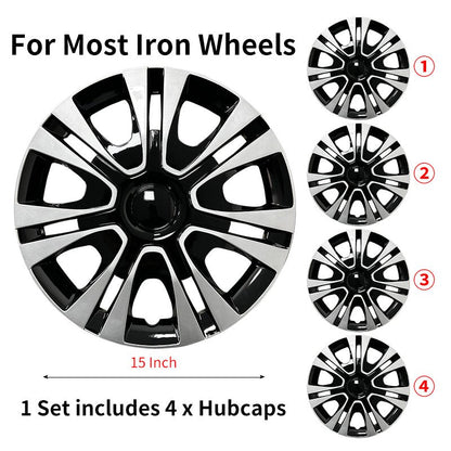 15" Petal Style Wheel Covers Hubcaps for Universal Fit R15 Tire Steel Wheels 4 PCS - MOTENIO