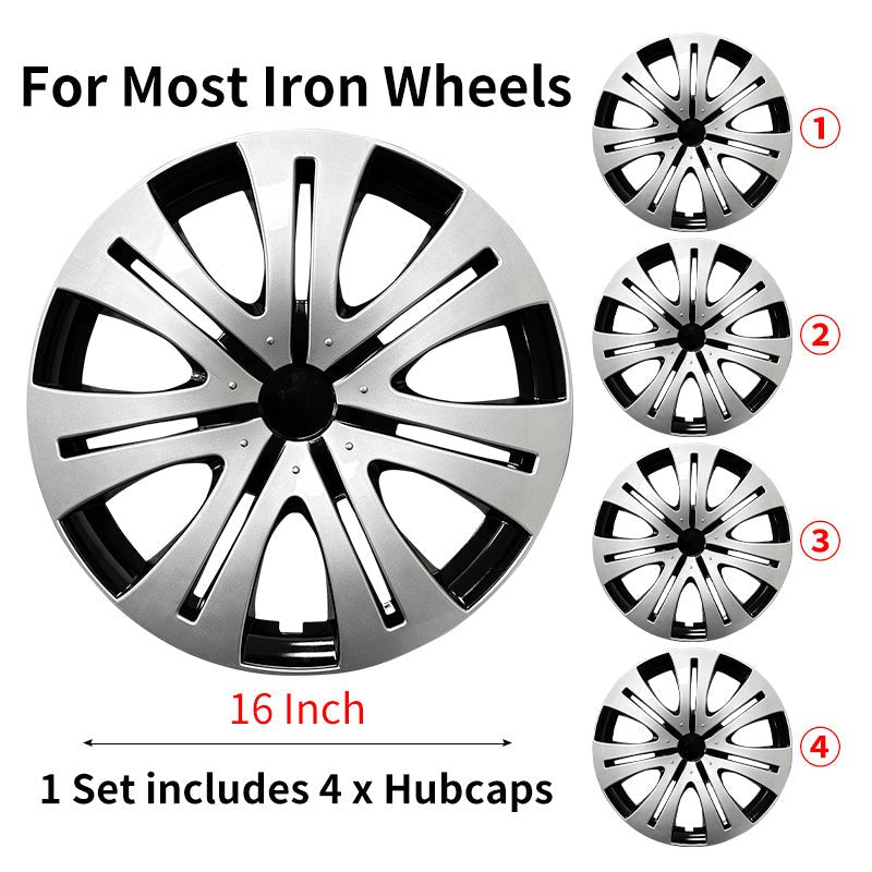16" Shield Style Wheel Covers Hubcaps for Universal Fit R16 Tire Steel Wheels 4 PCS - MOTENIO