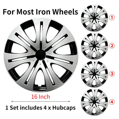 16" Shield Style Wheel Covers Hubcaps for Universal Fit R16 Tire Steel Wheels 4 PCS - MOTENIO