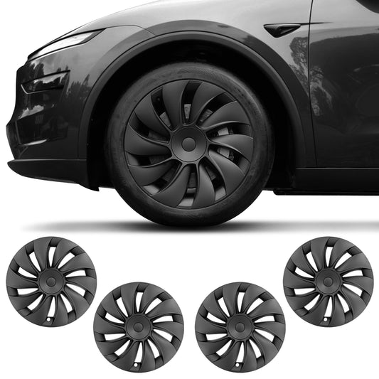 For Tesla Model Y Juniper 2025+ Wheel Cover 4PCS 19 Inch Cyclone Style Black Hubcaps
