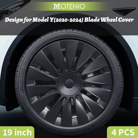 Design for TESLA Model Y 2020-2024 Vehicle Full Coverage 19 Inches 4PCS Blade Wheel Cover Cap Hubcaps Automobile Accessories