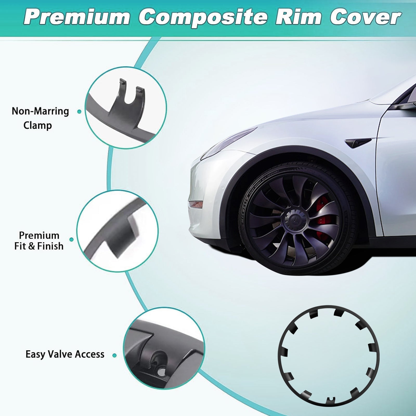 21" Wheel Hub Protection Ring for Tesla Model Y - MOTENIO
