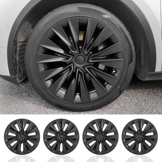 19" Model Y Hubcap Design for Tesla Model Y(2020-2024) Wheel Cover 4pcs Black New Turbine Covers