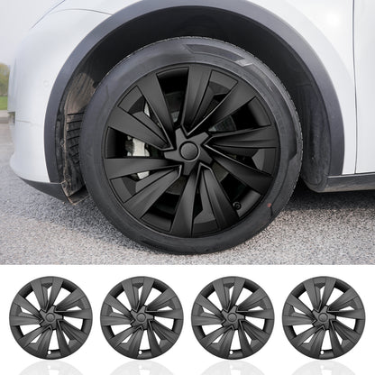 Design for Tesla Model Y Juniper (2025-2026) Wheel Cover 19'' 4pcs Black Turbine Style Hubcaps