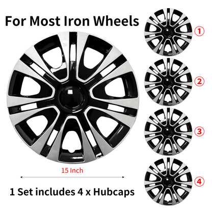 Design for Iron Rim, 15 inch Hubcap Set of 4, 15" Wheel Rim Cover, Compatible/Replacement Wheel cover