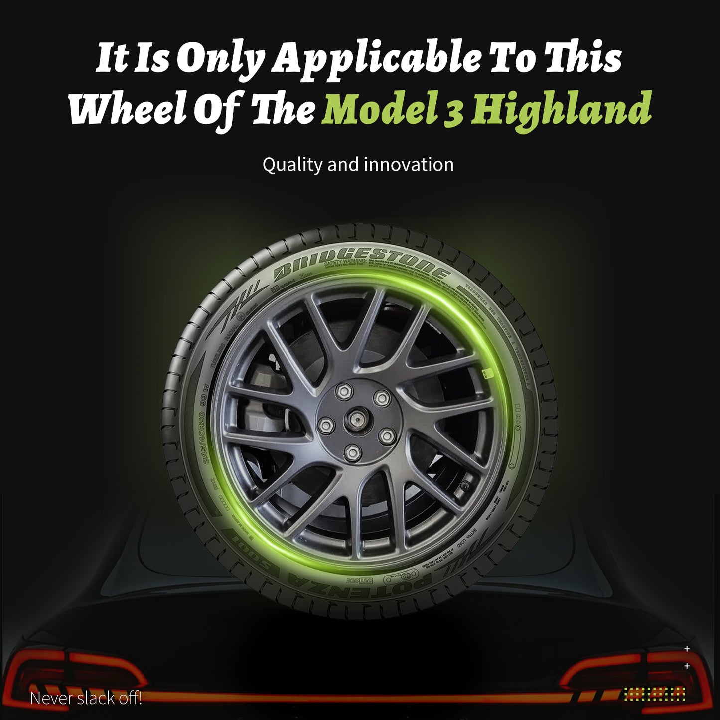 Design for Tesla Model 3 Highland(2023-2025) Hubcap 18"Turbine Silver Wheel Cover