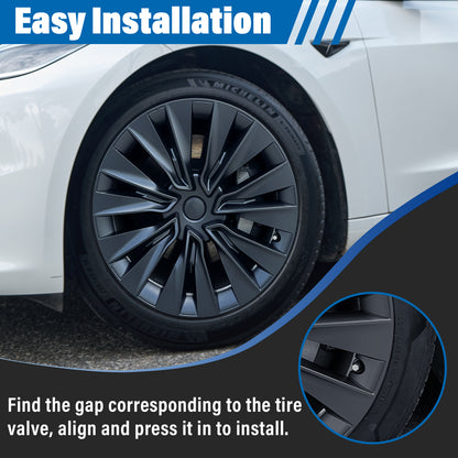 For Tesla Model Y 2020-2024 Wheel Cover Set of 4 19" Hubcaps Turbine Style Replacement Wheel Hub Cover