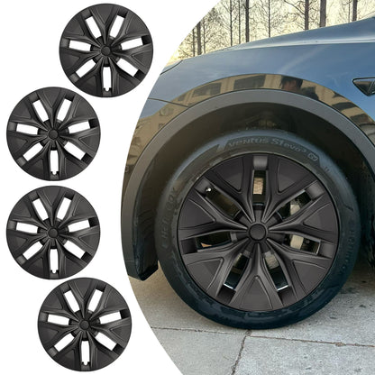 Fits for 19 Inch Tesla Model Y 2020-2024 Hubcap 4PCS Wheel Cover Matte Black Arachnid Style Hub Caps