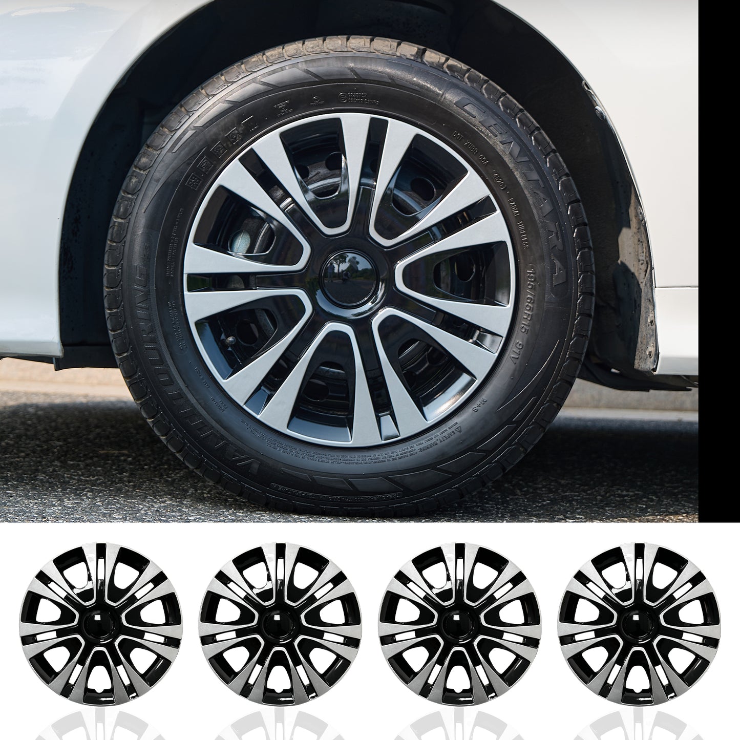 Design for Iron Rim, 15 inch Hubcap Set of 4, 15" Wheel Rim Cover, Compatible/Replacement Wheel cover