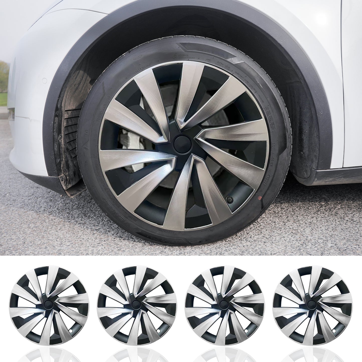 Design for Tesla Juniper Model Y 2025 2026 Wheel Cover Protect Rim 19'' Turbine Hubcaps