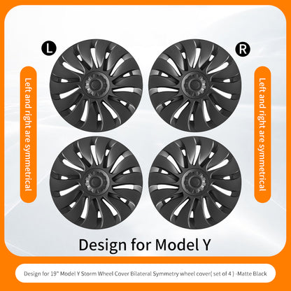 Design for TESLA Model Y 2020-2024 Vehicle Full Coverage 19 Inches 4PCS Blade Wheel Cover Cap Hubcaps Automobile Accessories