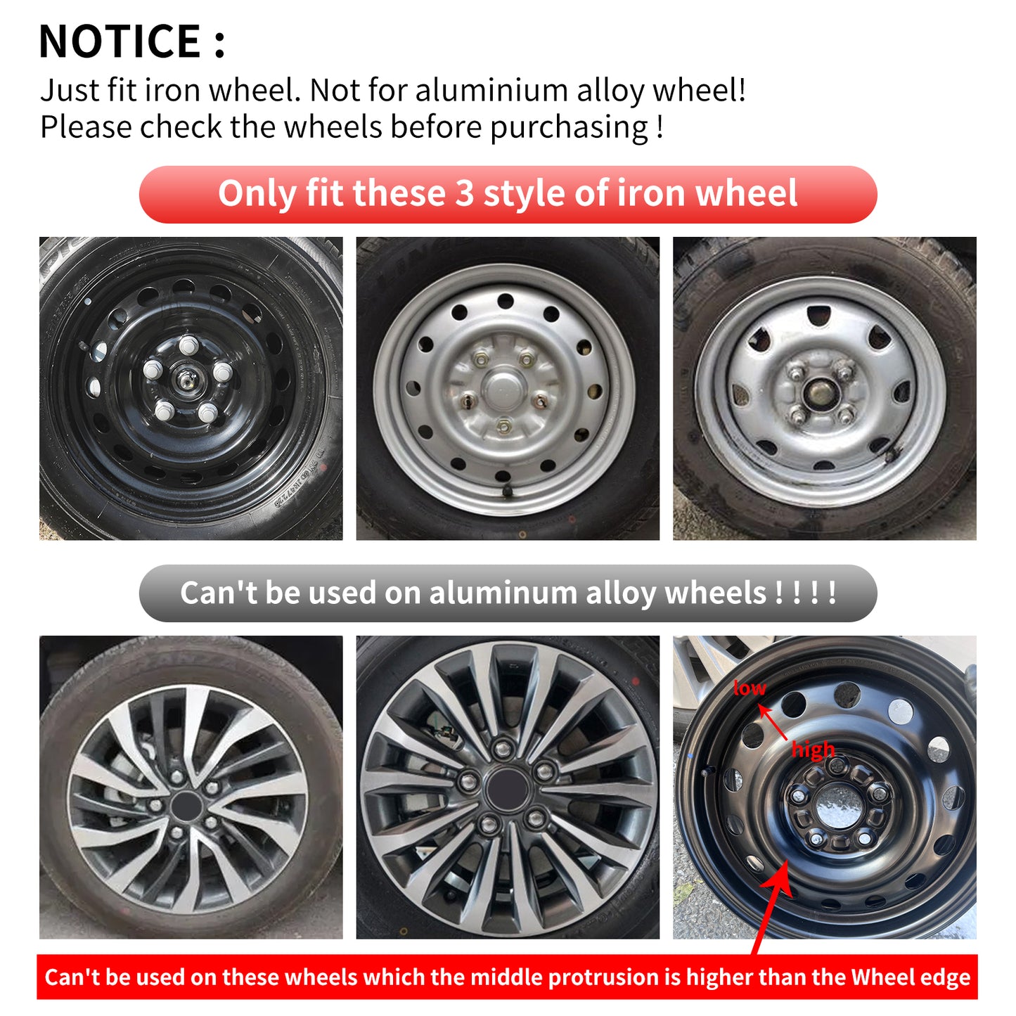 Design for Iron Rim, 15 inch Hubcap Set of 4, 15" Wheel Rim Cover, Compatible/Replacement Wheel cover