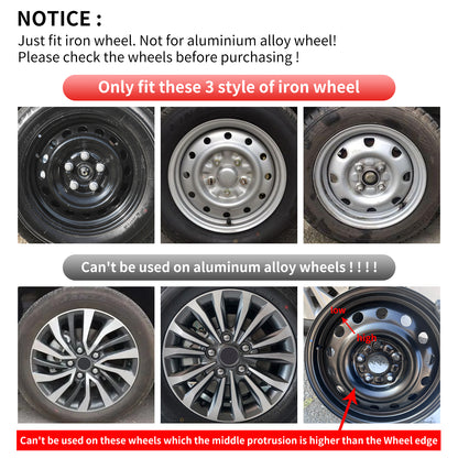 Design for Iron Rim, 15 inch Hubcap Set of 4, 15" Wheel Rim Cover, Compatible/Replacement Wheel cover