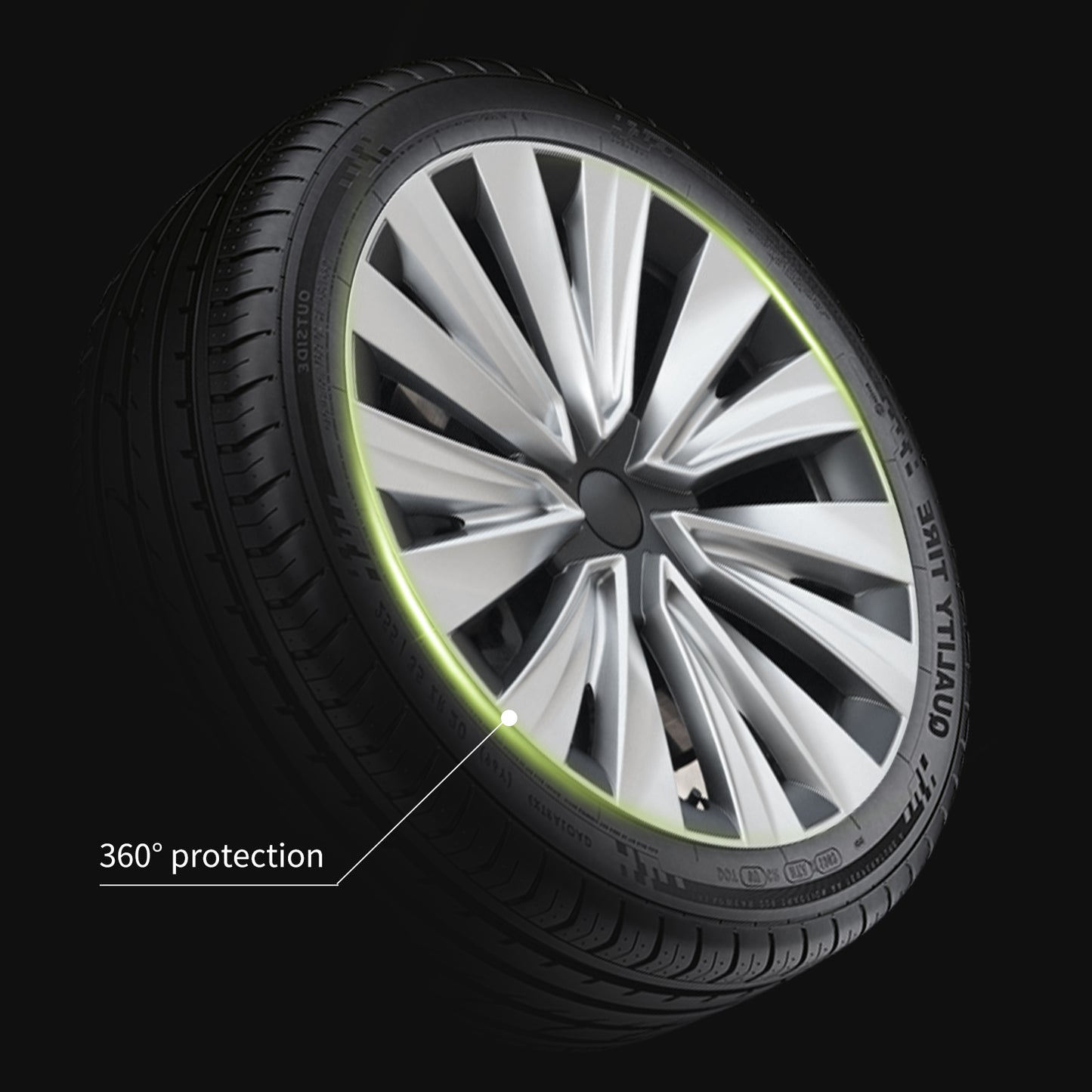 Design for Tesla 2020-2024 Model Y Wheel Cover Turbine New Style Hub Caps Silver Black 4PCS Hubcaps