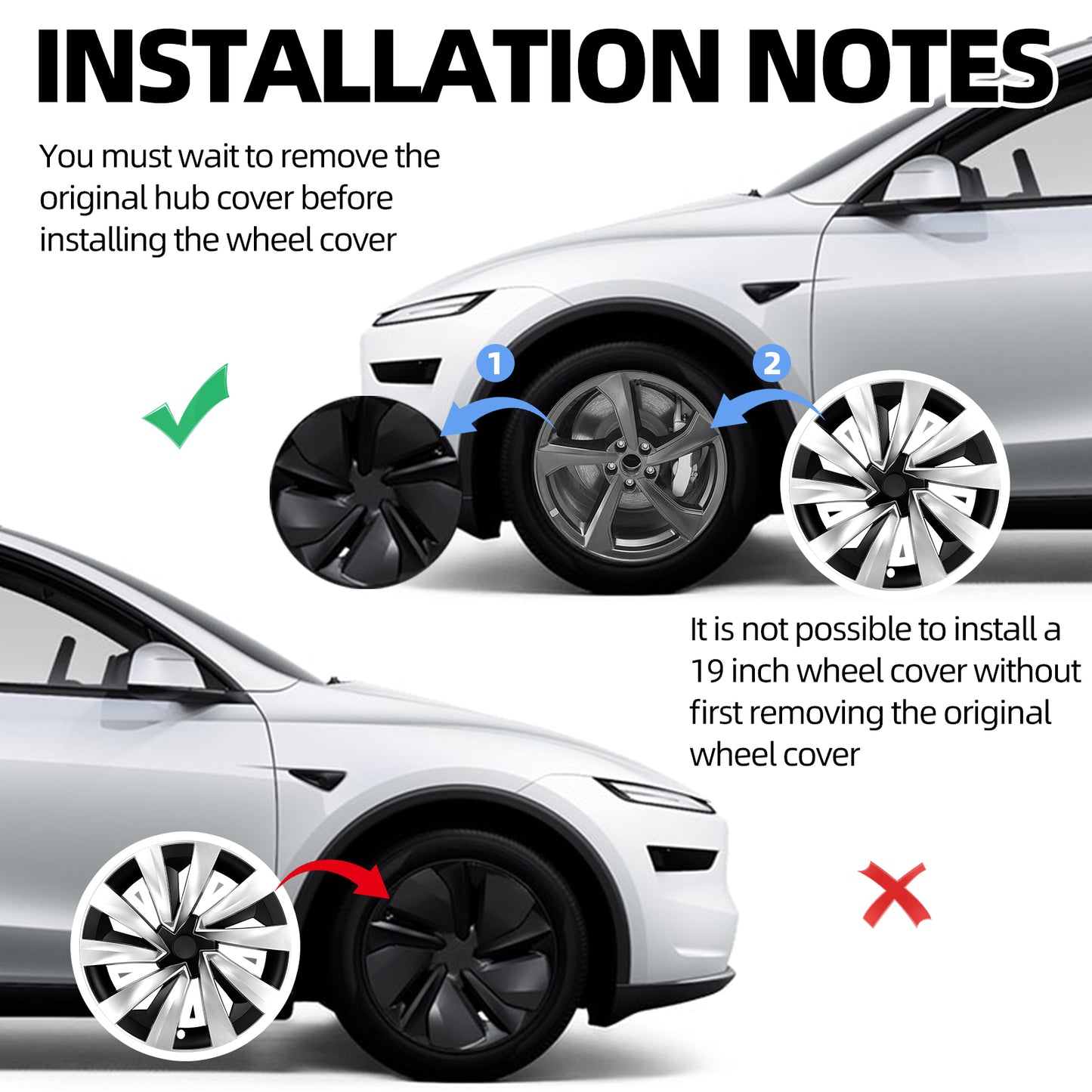 Design for Tesla Model Y Juniper 2025 2026 Wheel Cover 4PCS 19 Inch Hubcap Turbine Style Wheel Hubcaps