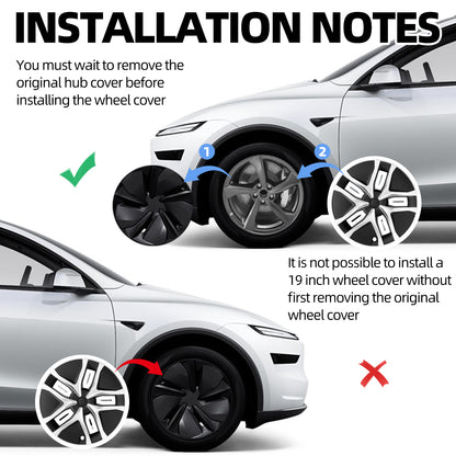 Design for Tesla Model Y Juniper 2025+ Wheel Cover 4PCS 19 Inch Hubcap Silver Arachnid Style