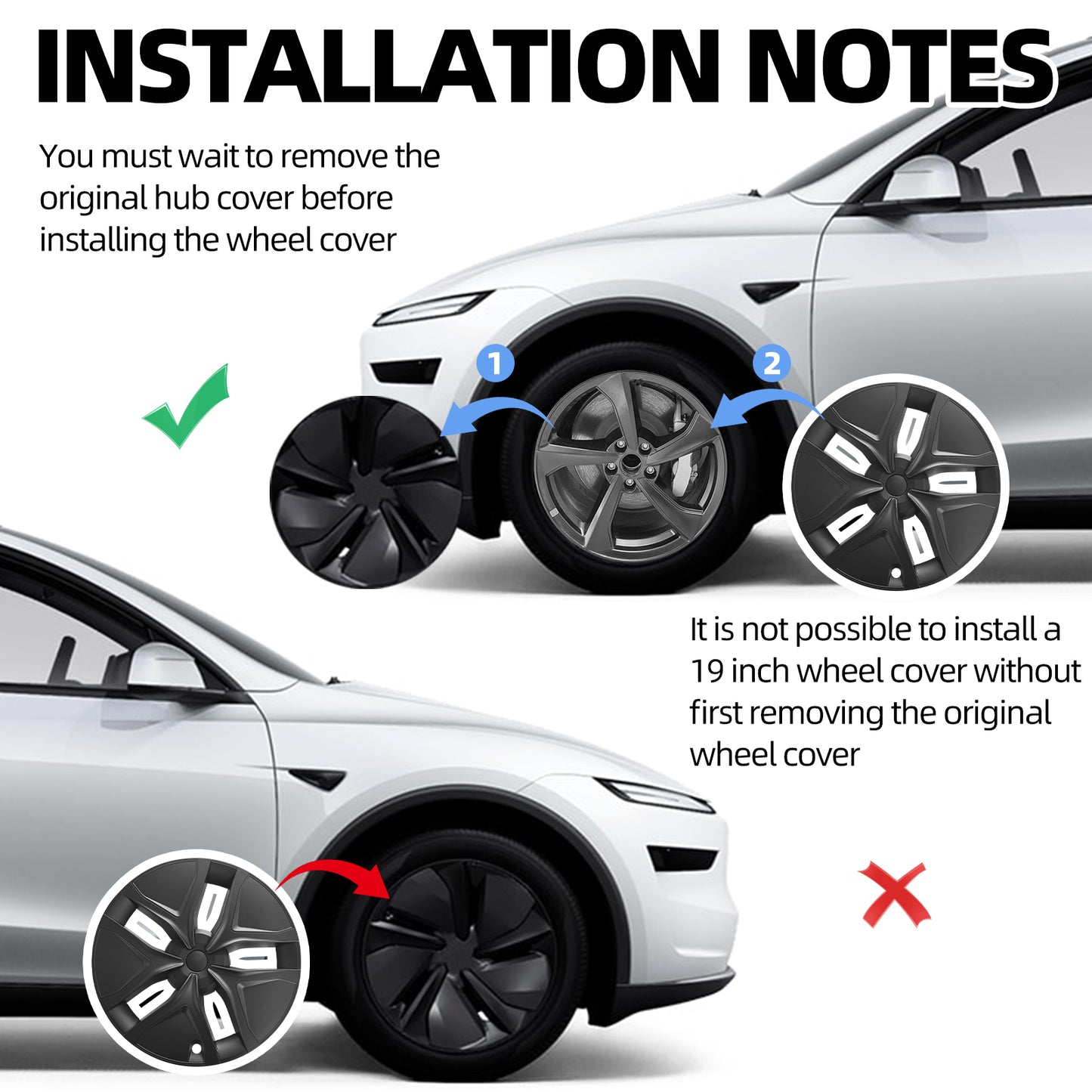 For Tesla Model Y Juniper 2025 2026 Wheel Cover 19 Inch Matte Black Hubcaps 4PCS Arachnid Style Covers