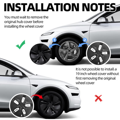 For Tesla Model Y Juniper 2025 2026 Wheel Cover 19 Inch Matte Black Hubcaps 4PCS Arachnid Style Covers