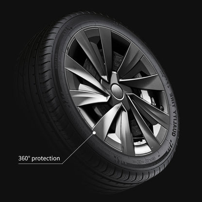 Design for Tesla Model Y Juniper (2025-2026) Wheel Cover 19'' 4pcs Black Turbine Style Hubcaps