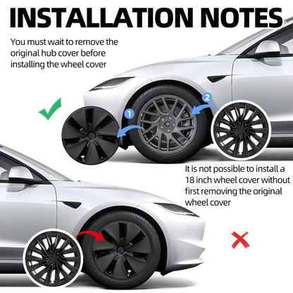 Design for Tesla Model 3 Highland 2023-2025 Hubcap 18 Inch Turbine Wheel Cover Black